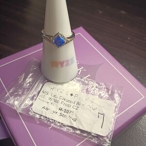 Sterling Silver Ring with Blue Opal